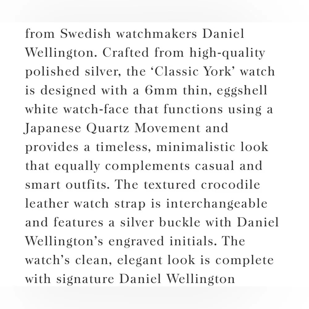 NWT Daniel Wellington watch with croc effect leather strap